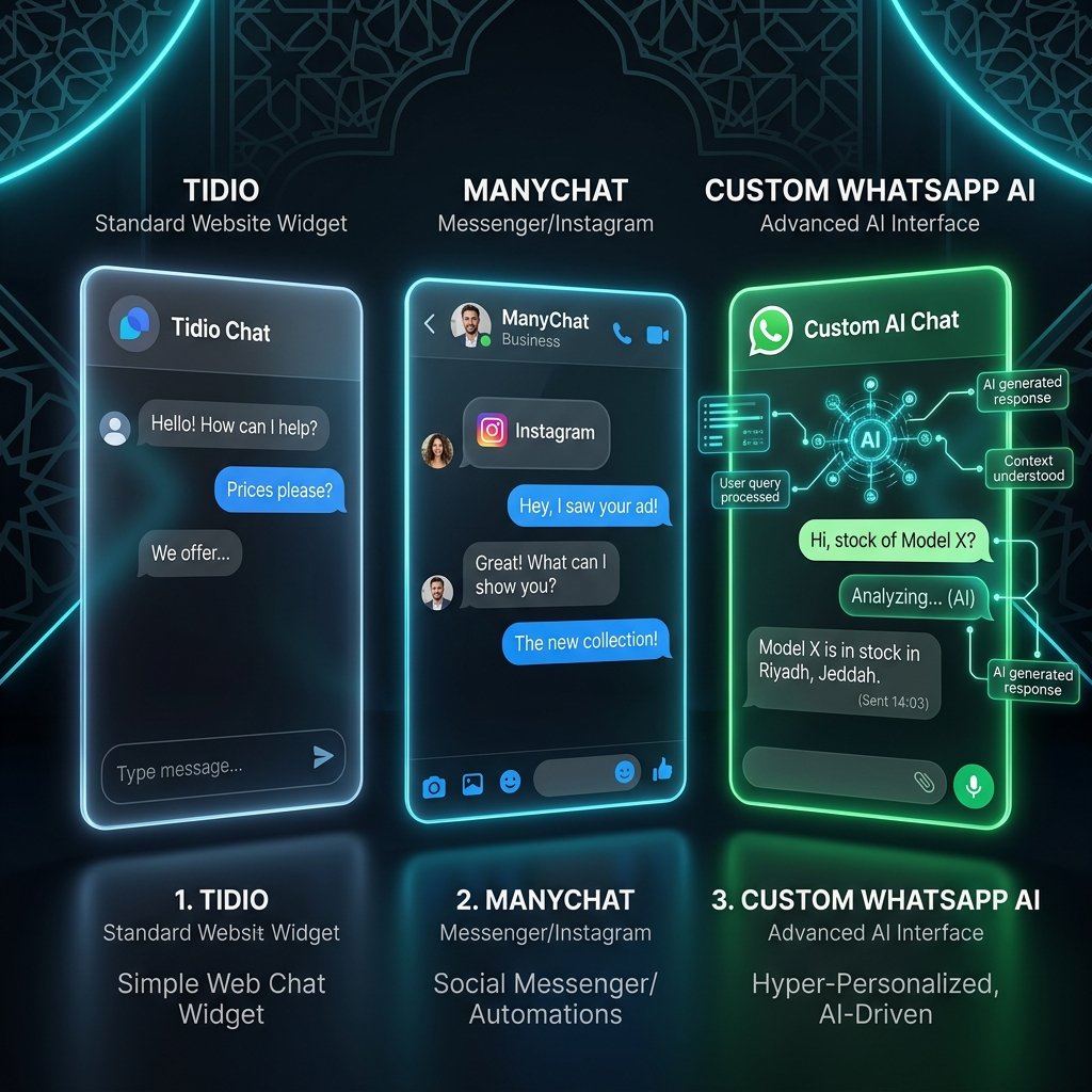 tidio_vs_manychat_vs_custom_whatsapp_ai - Empowering AI Solutions by AI Profit Lab to scale your business operations.